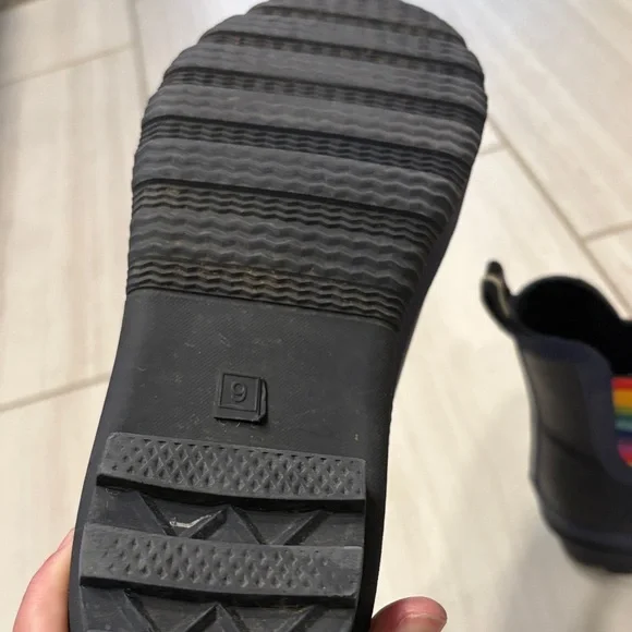 Landcheif Rubber Black Rain Boots with Rainbow Accents - Picture 4 of 5